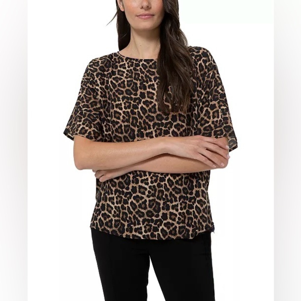 MICHAEL Michael Kors Satin leopard animal print blouse size 10